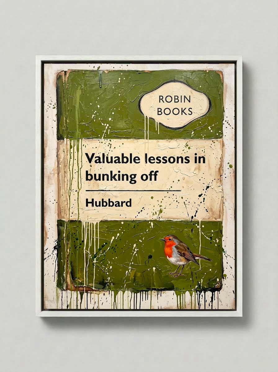 Valuable lessons in bunking off — Robin Books palette-knife print on aluminium composite