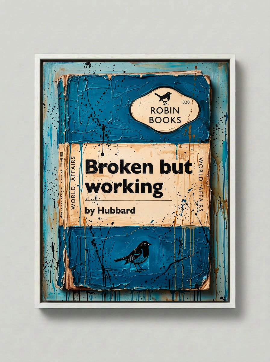 Broken but working — Robin Books palette-knife print on aluminium composite