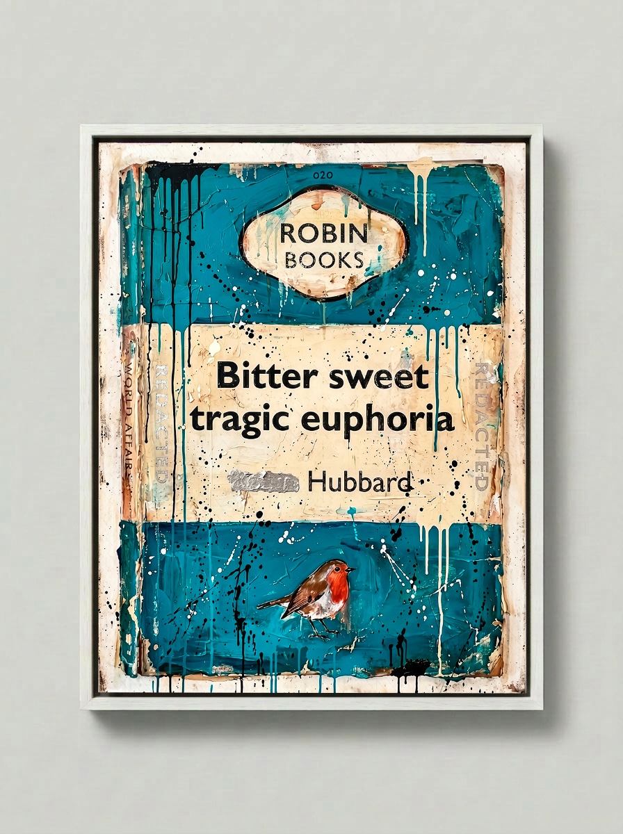 Bitter sweet tragic euphoria — Robin Books palette-knife print on aluminium composite