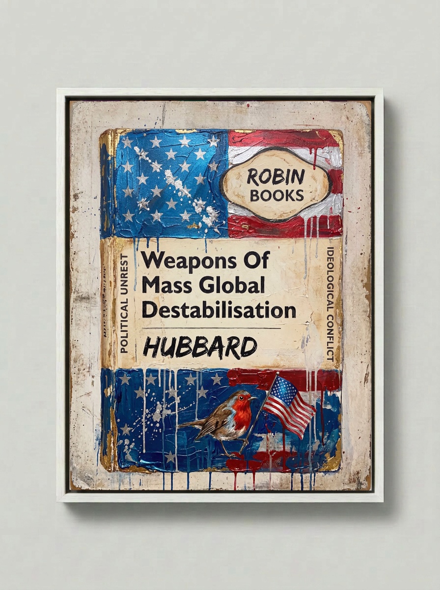Weapons Of Mass Global Destabilisation — Robin Books palette-knife print on aluminium composite