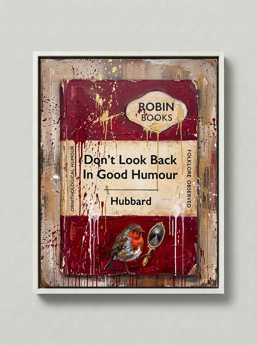 Don't Look Back In Good Humour — Robin Books palette-knife print on aluminium composite