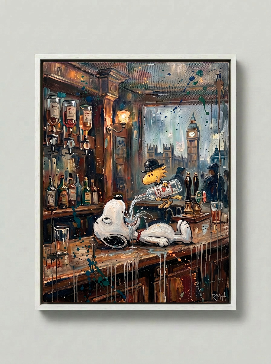 On The Lash In London — Cartoon Legends palette-knife print on aluminium composite