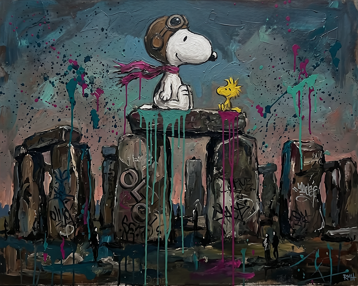 Ready To Fly Stonehenge — Cartoon Legends palette-knife print on aluminium composite