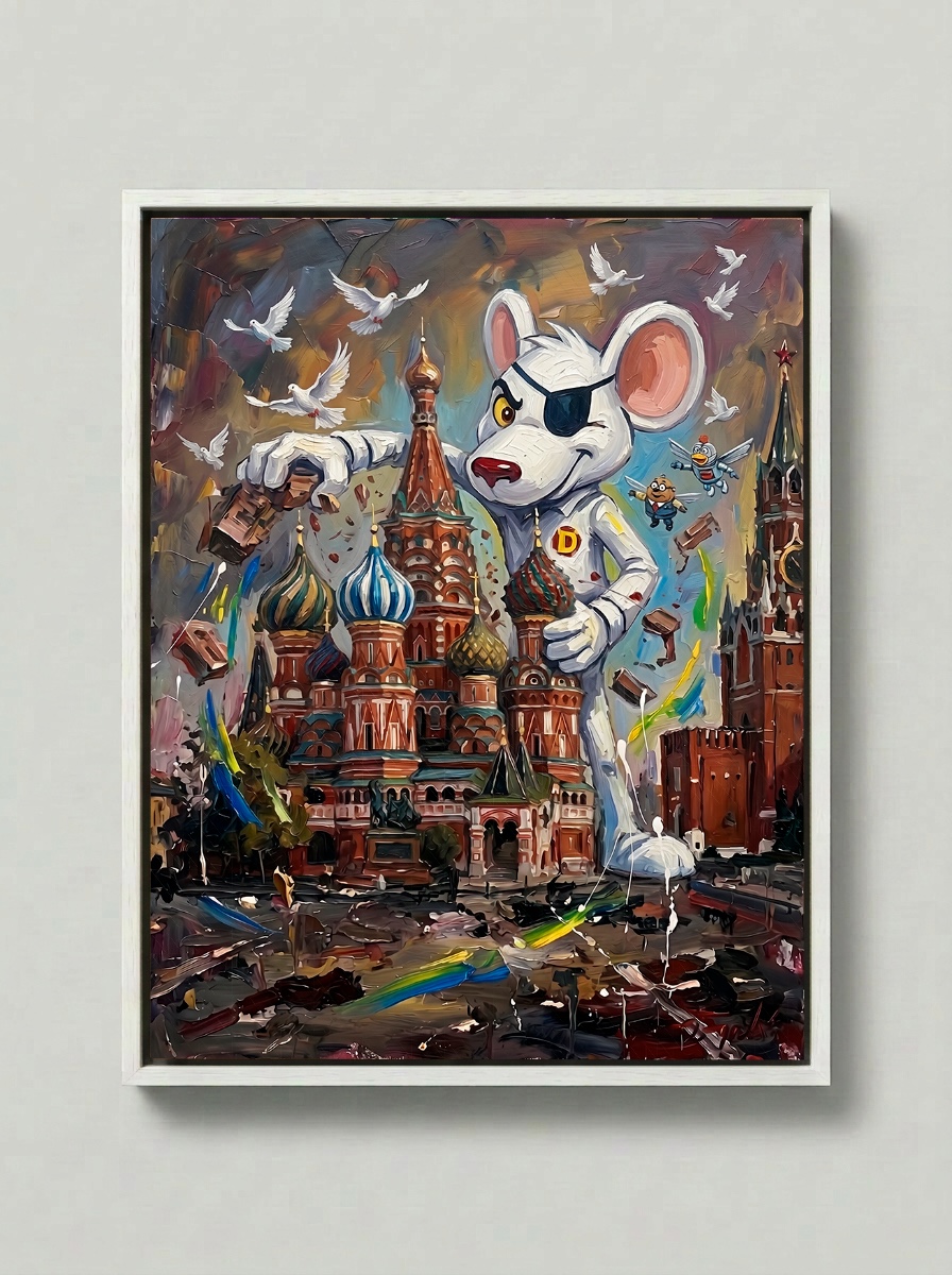 Mouse Knocks Down The House, Russia — Cartoon Legends palette-knife print on aluminium composite