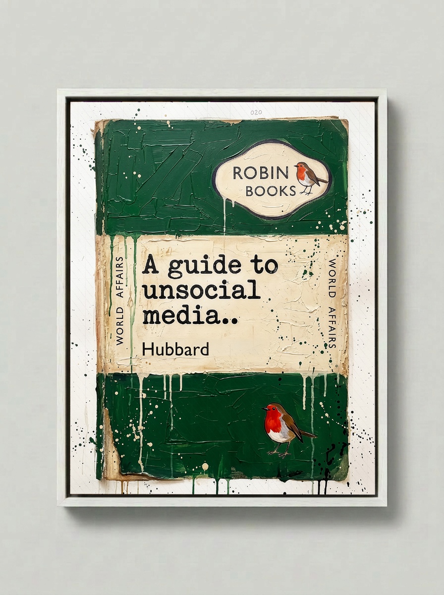 A guide to unsocial media — Robin Books palette-knife print on aluminium composite
