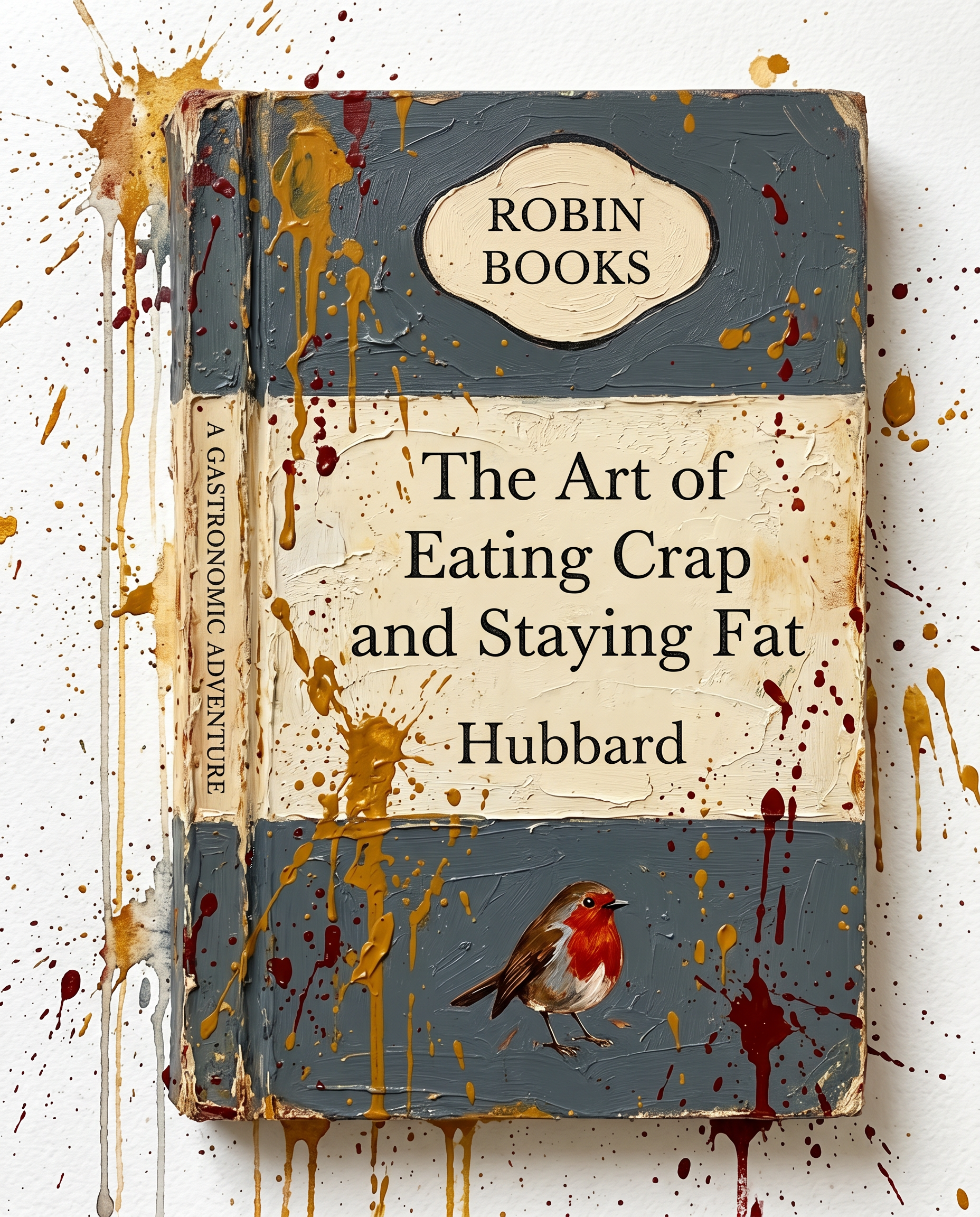 The Art of Eating Crap and Staying Fat — Robin Books palette-knife print on aluminium composite