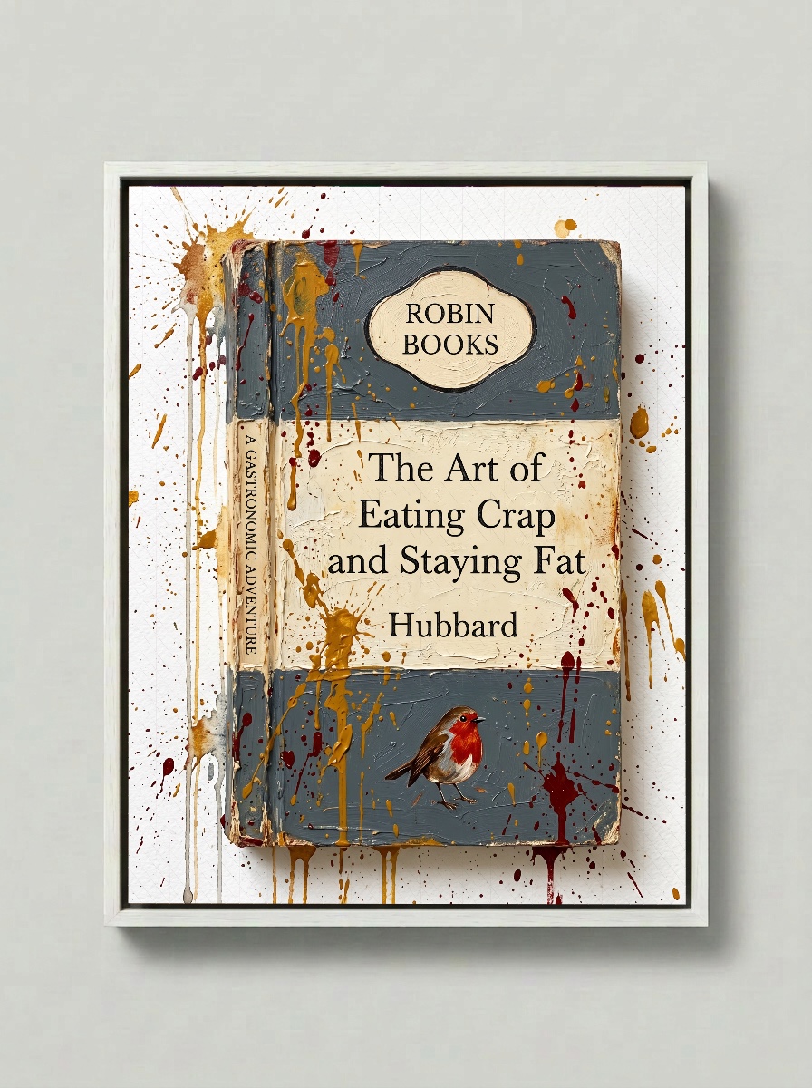 The Art of Eating Crap and Staying Fat — Robin Books palette-knife print on aluminium composite