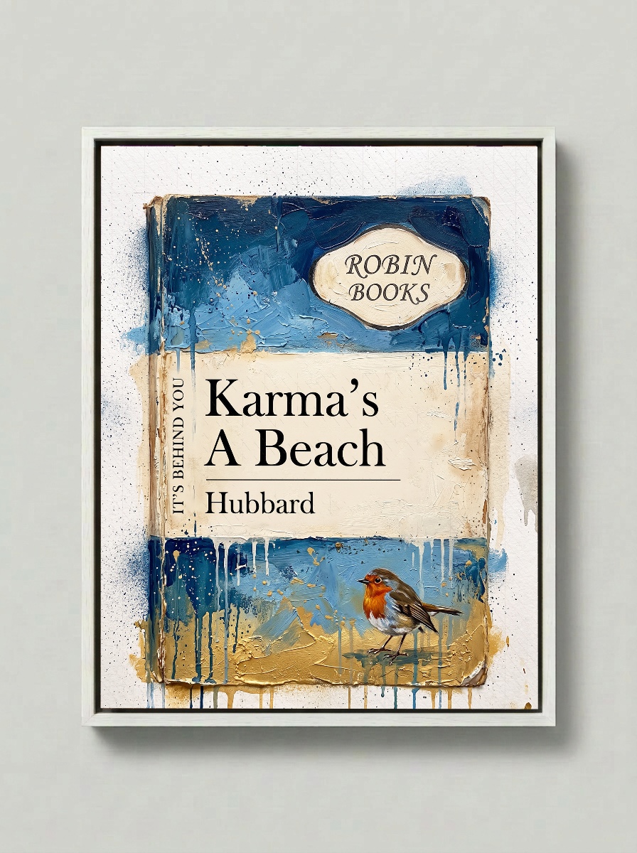 Karma's A Beach — Robin Books palette-knife print on aluminium composite