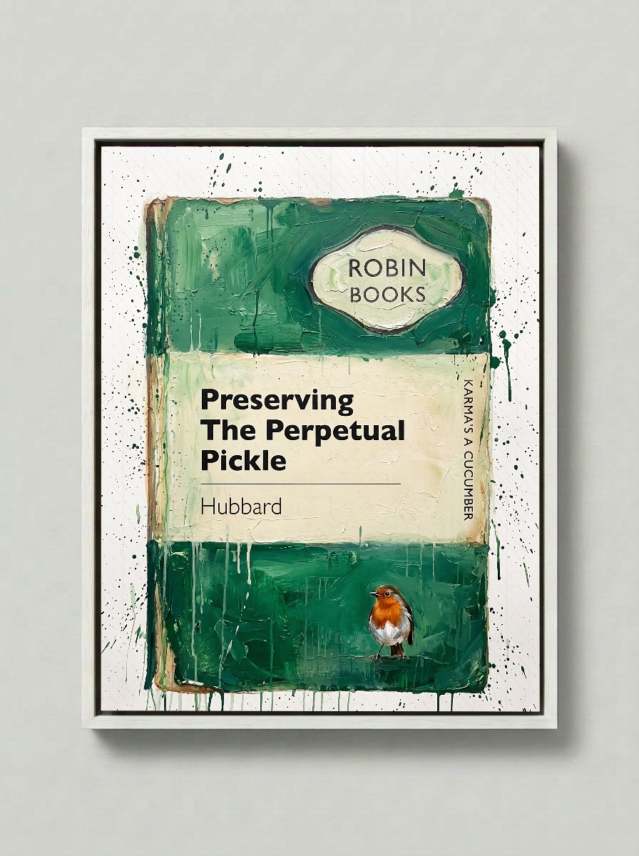 Preserving The Perpetual Pickle — Robin Books palette-knife print on aluminium composite